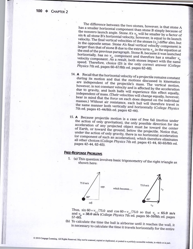 Math and Physics Homework : Projectile Motion