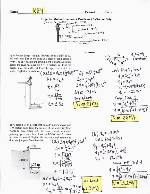 ap physics projectile motion problems answer